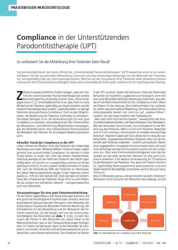 Welche Möglichkeiten hat der Behandler, die Compliance seiner Patienten zu verbessern?