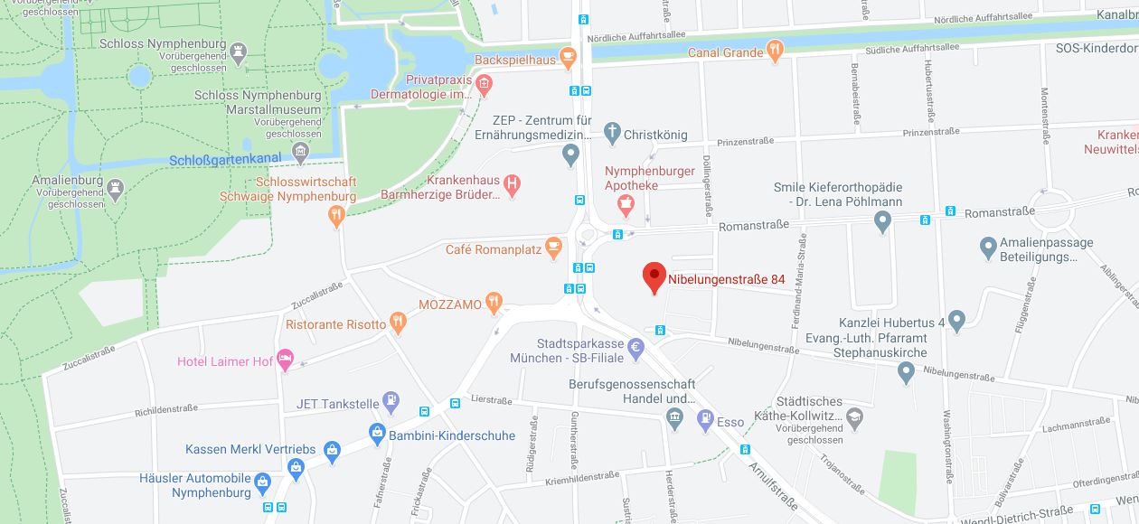 Anfahrt zur Praxis Dr. Zimmer Die Praxis Dr. Zimmer ist gut erreichbar und liegt ein paar Schritte vom Romanplatz entfernt.